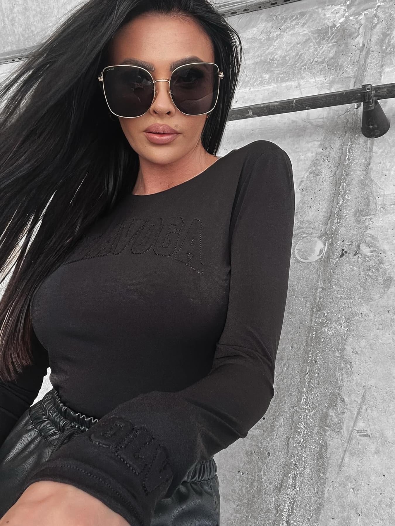 Fitted bodysuit with the Fire Ola Voga application, black image 1