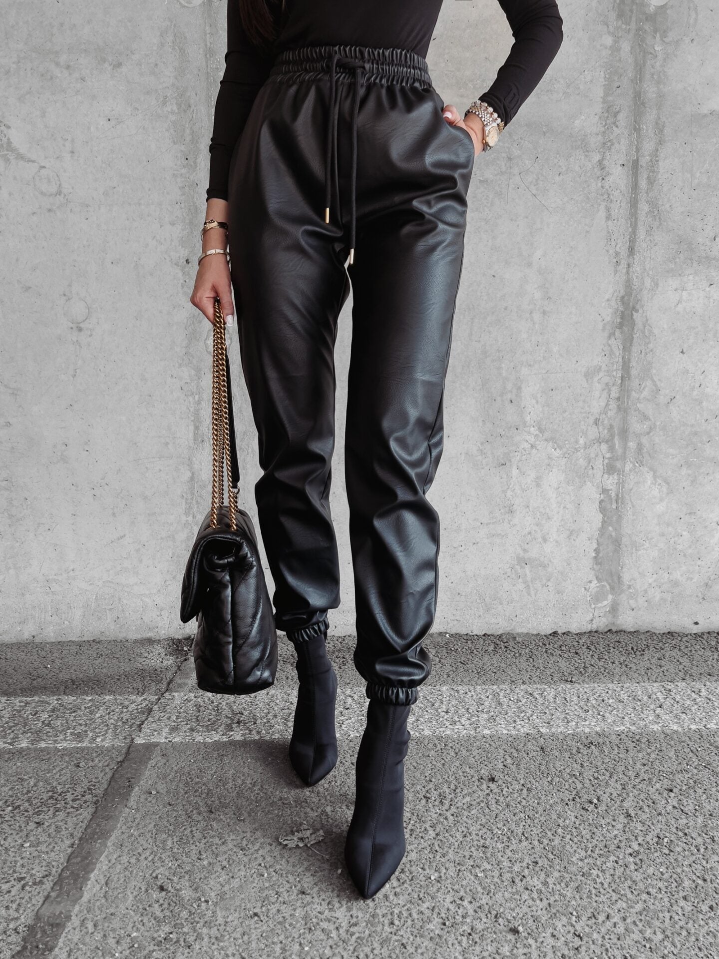 Rimi Ola Voga women's eco-leather pants, black image 1