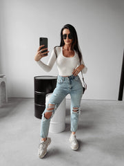 Jaida Ola Voga ecrue classic ribbed blouse image 1