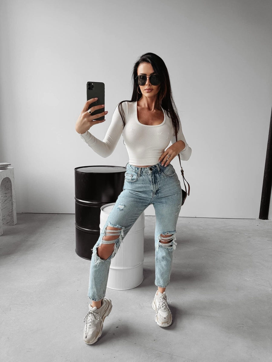 Jaida Ola Voga ecrue classic ribbed blouse image 1