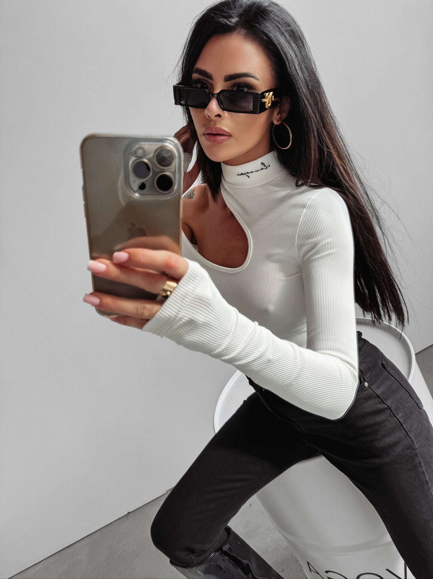 Brit Ola Voga ecru turtleneck blouse image 1