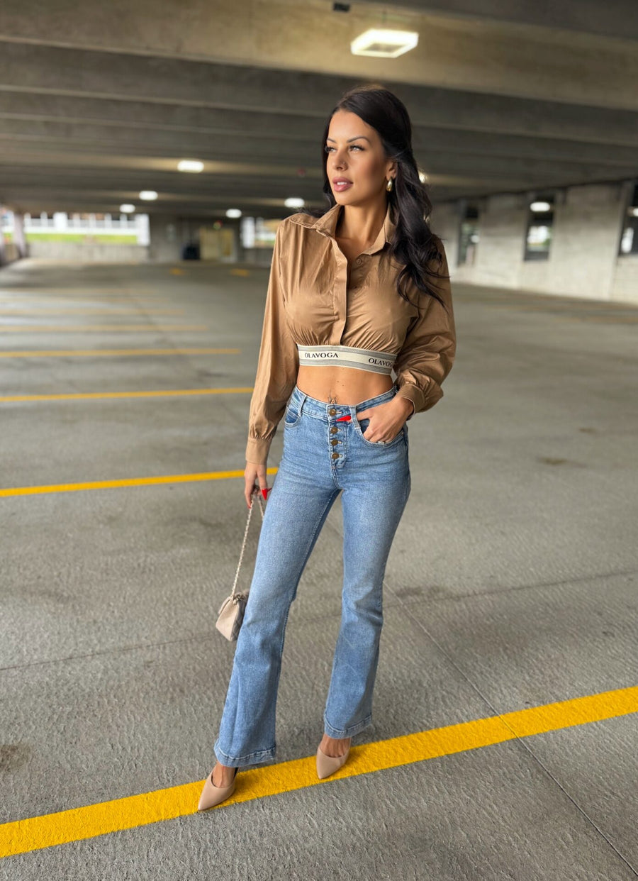 SABELLA OLAVOGA short elegant shirt, beige image 0