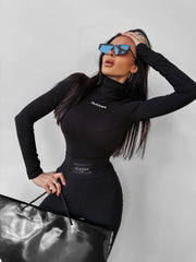 Daisy Ola voga cotton turtleneck blouse, black - M image