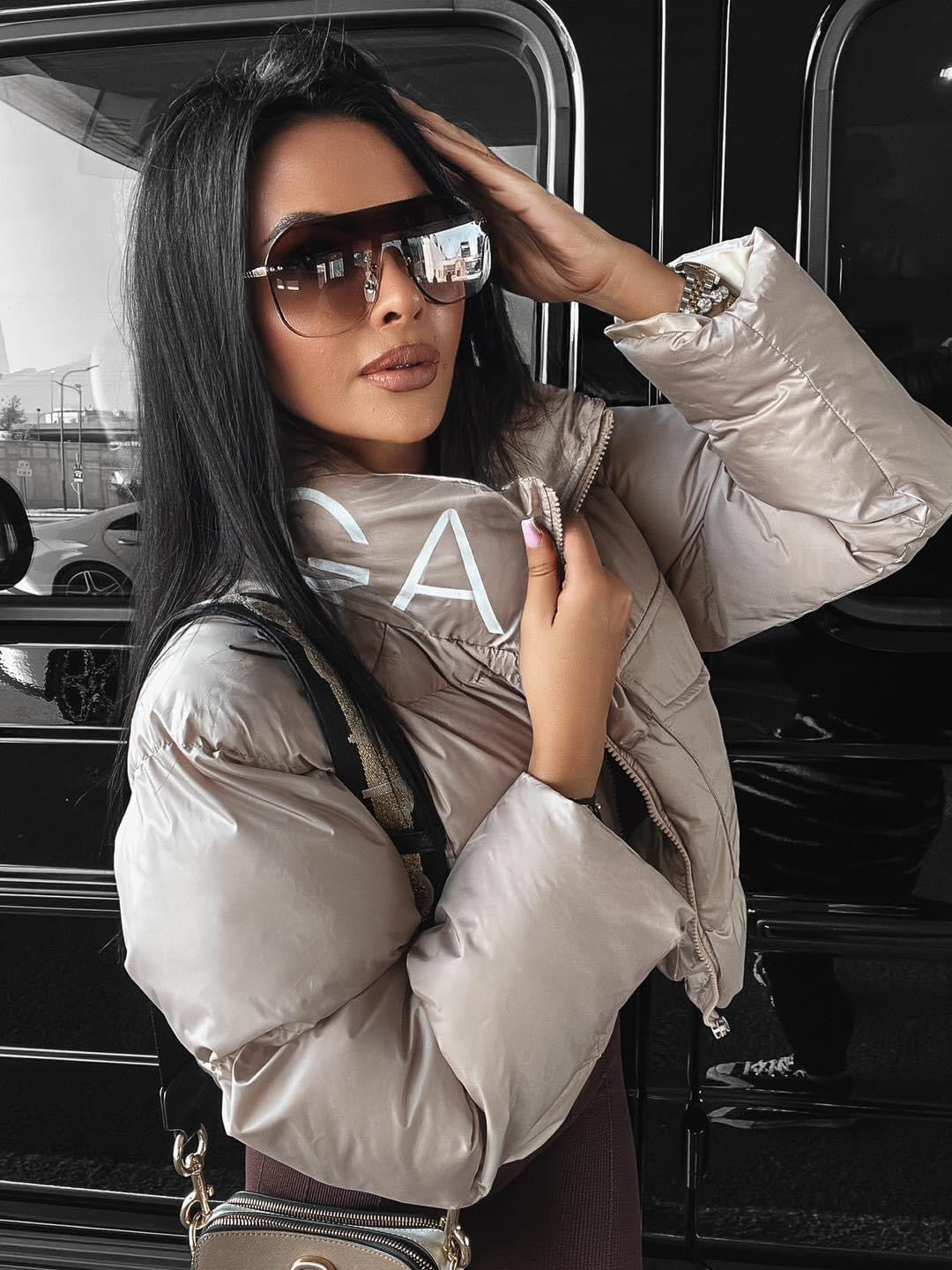 Alaya Ola Voga down bomber jacket, beige image 0