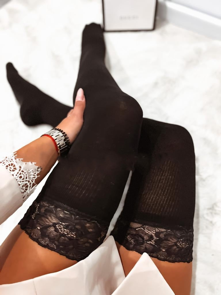 OVER THE KNEE SOCKS BLACK image 1