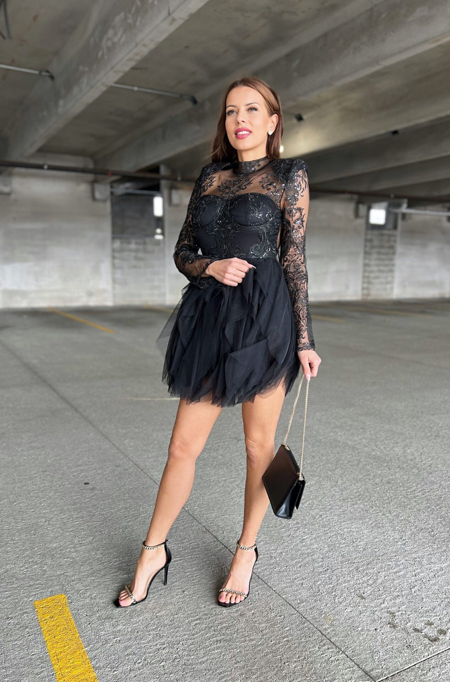 Midnight Elegance Black Tulle Evening Dress image 14