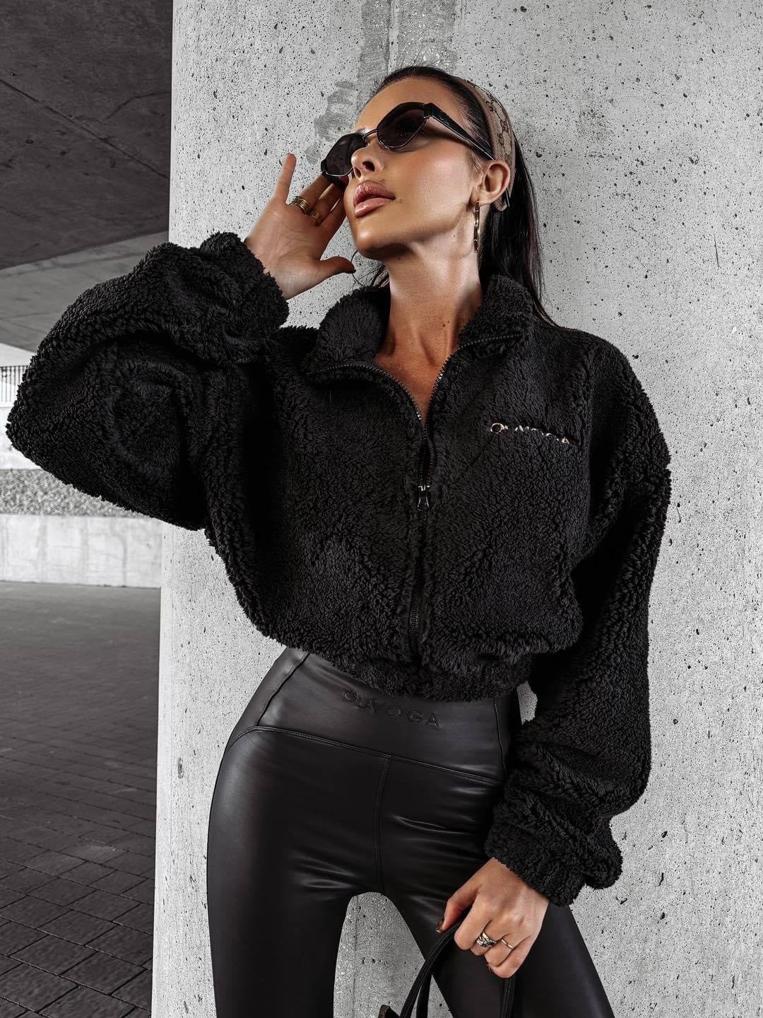 PERCHA OLAVOGA lambskin sweatshirt black image 0