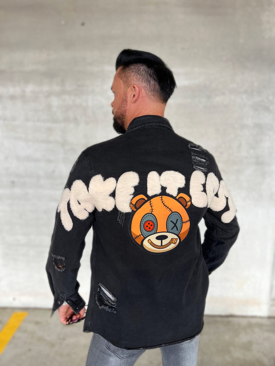 Unisex TAKE IT EASY teddy bear Shirt Jacket image 3