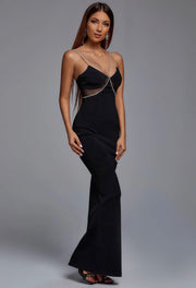 Evie Diamante Black Maxi Bandage Dress image 6