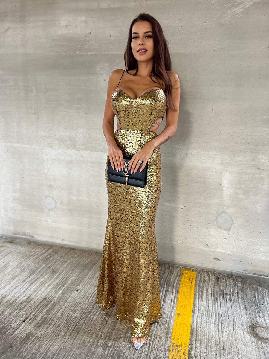 ONE AND ONLY GOLD MAXI DRESS image 2