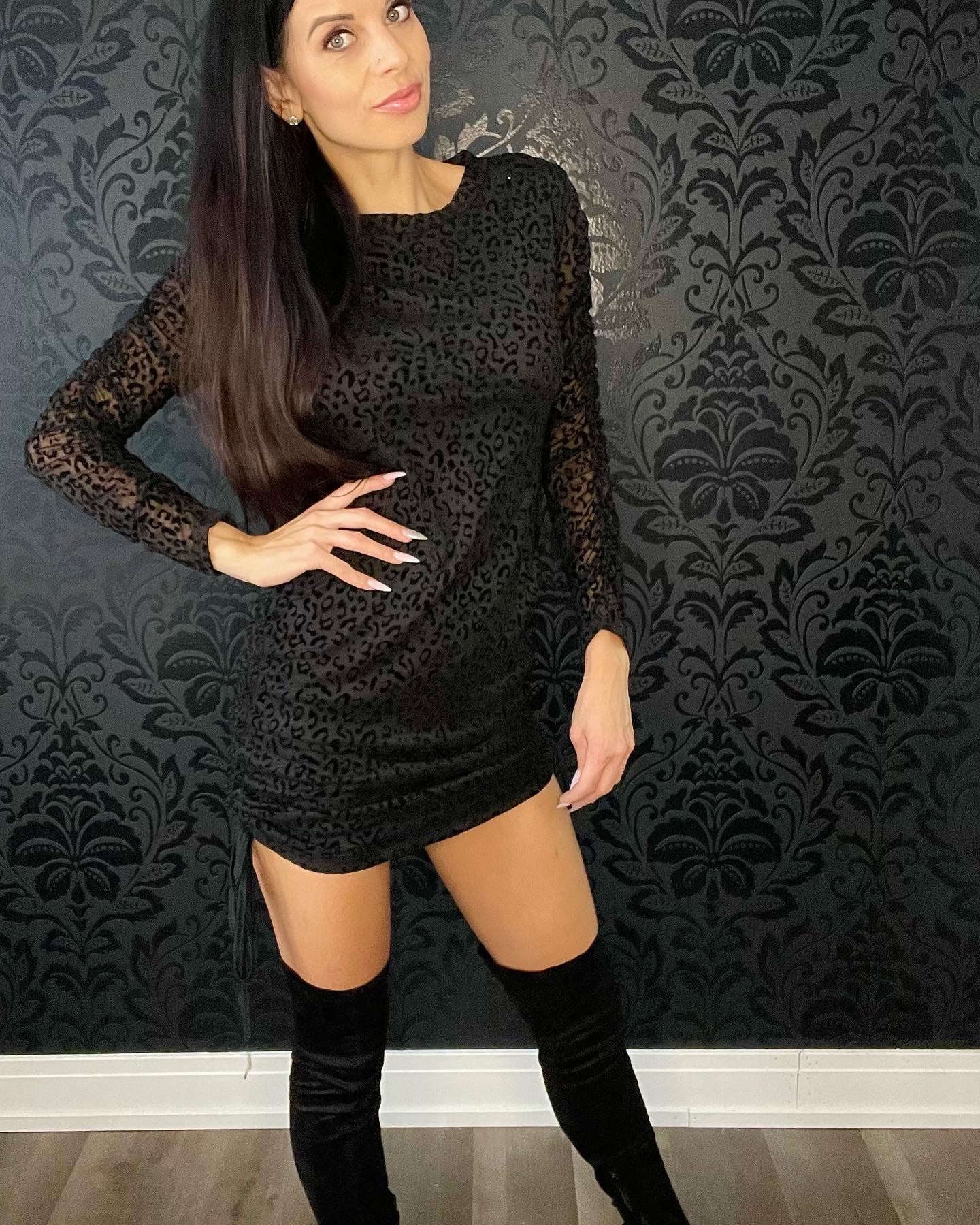 ELISA  MINI DRESS WITH RIBBING BLACK image 0
