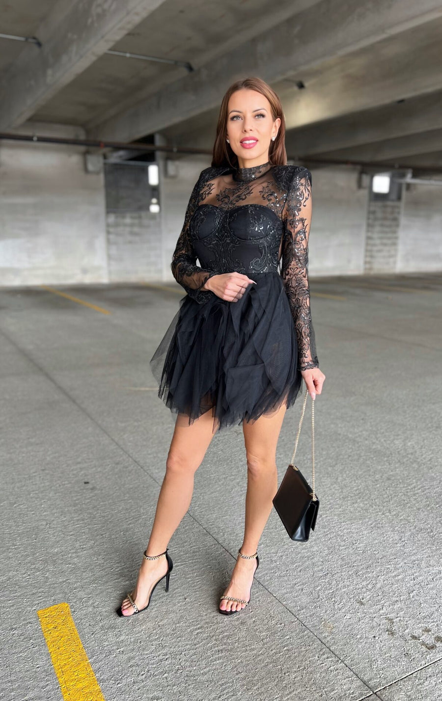 Midnight Elegance Black Tulle Evening Dress image 13