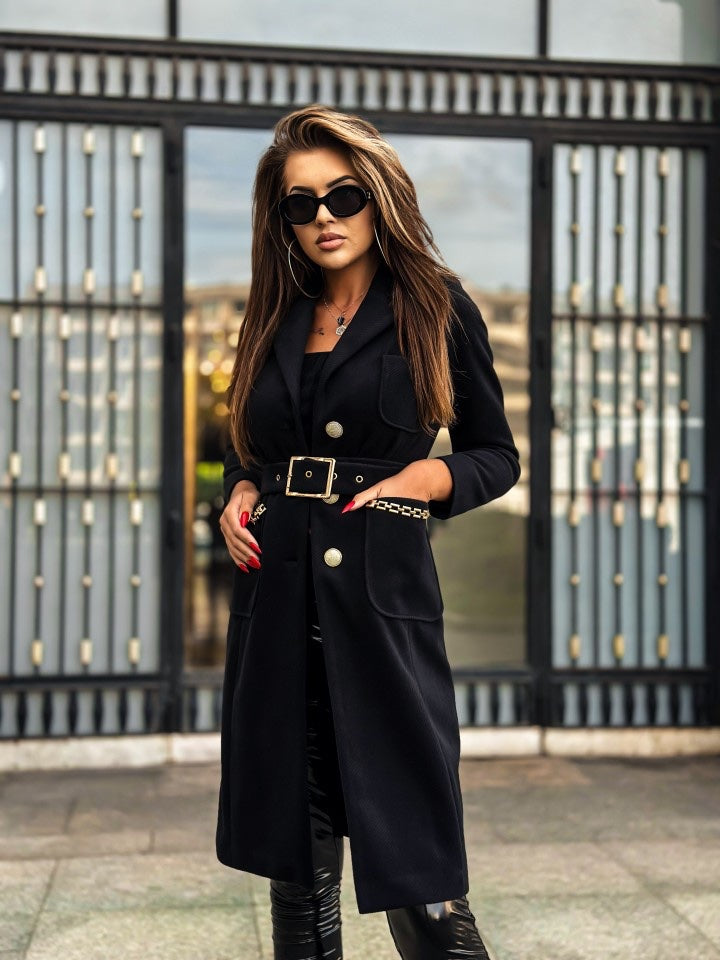 MIAMI BLACK COAT WITH GOLD CHAIN image 3