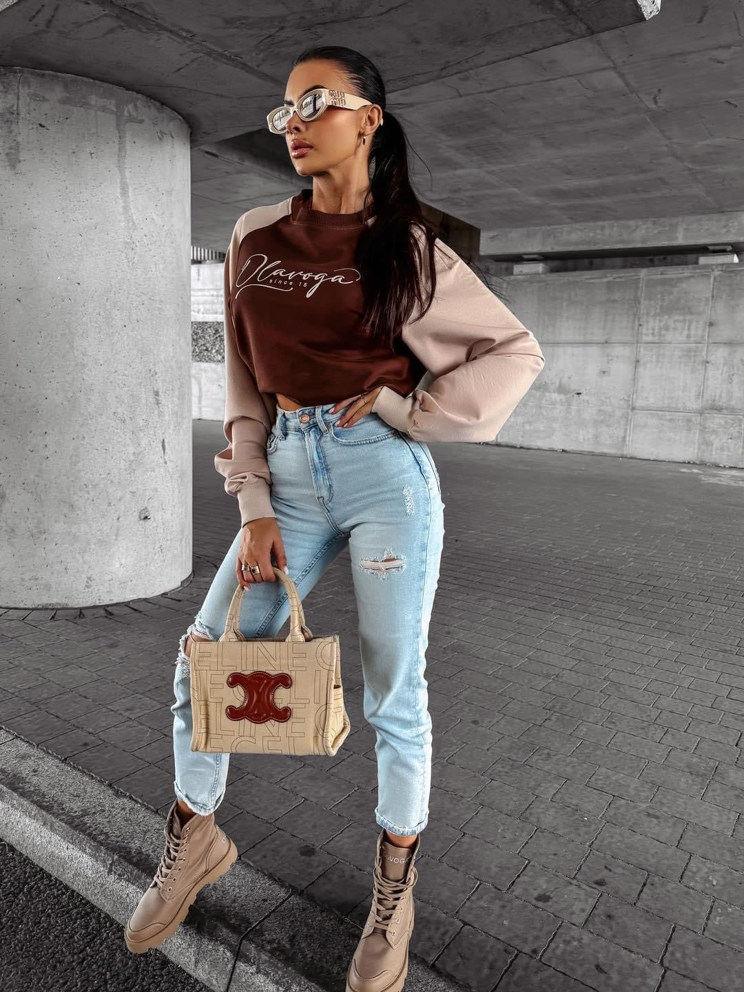 Oversized crewneck sweatshirt LAKIRA OLAVOGA brown image 1