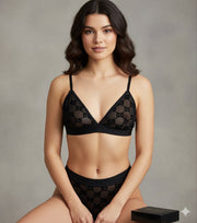 Woman GG Logo Sheer-
Lace Lingerie Thong Underwear