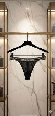 Woman CD Logo Sheer-
Lace Lingerie Thong Underwear
