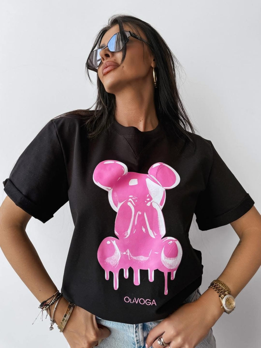 T-Shirt With GO ON OLAVOGA Application black image 1