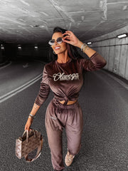 Women's velvet tracksuit SOULMATE OLAVOGA brown image 2