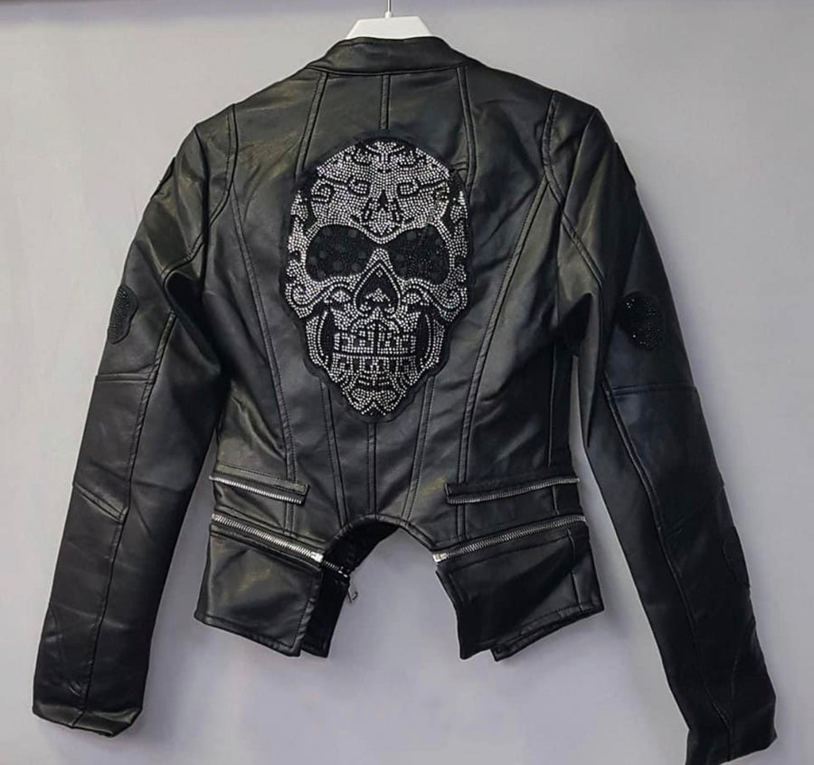 Skull Faux Leather Jacket - L/XL image