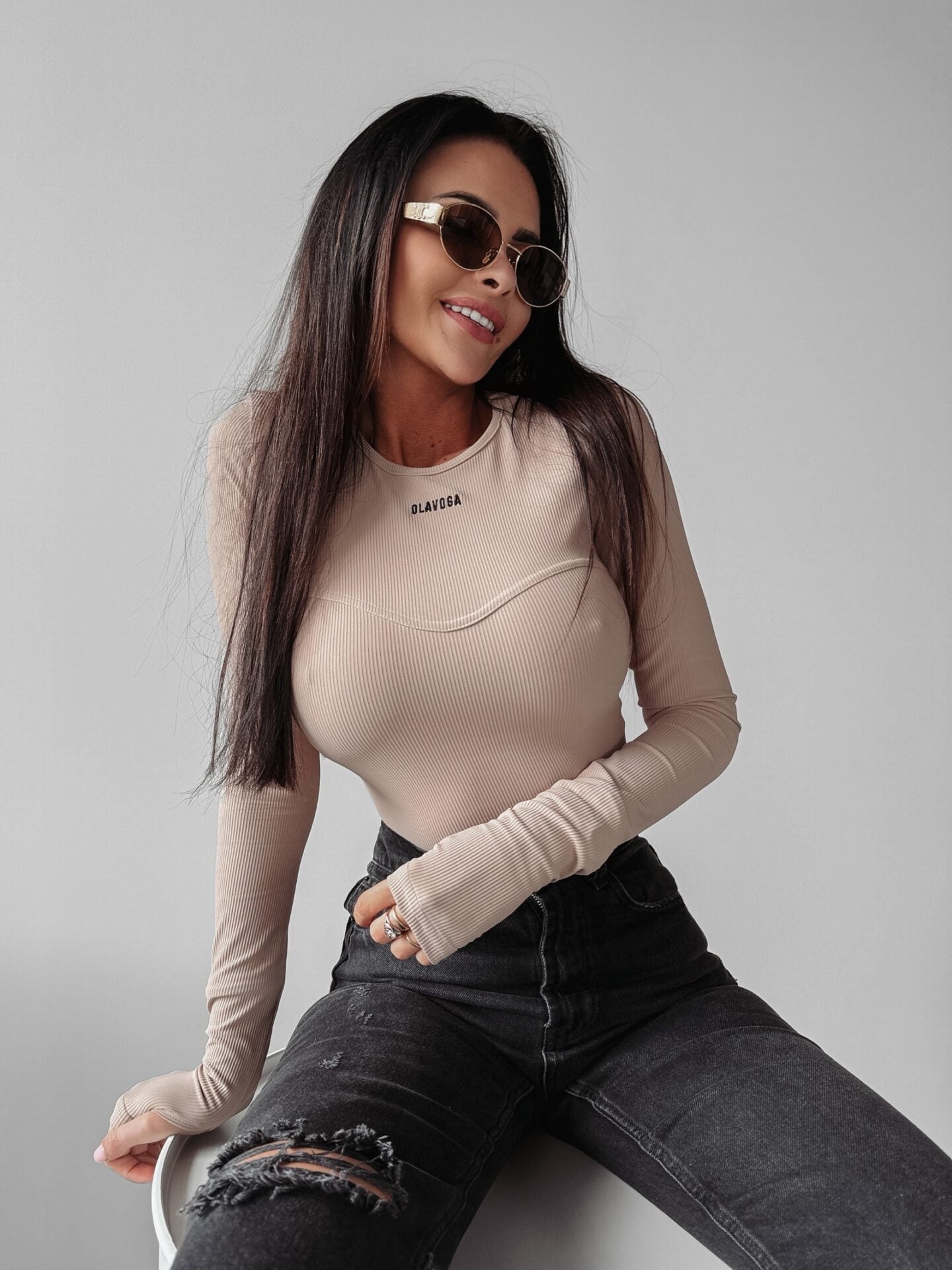Roko Ola Voga beige blouse with stitching image 0