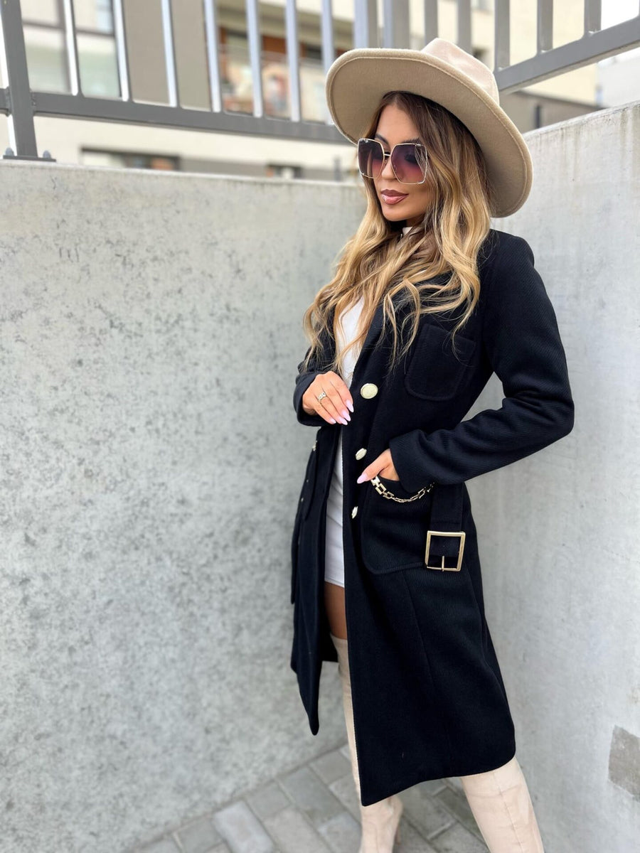 MIAMI BLACK COAT WITH GOLD CHAIN image 7