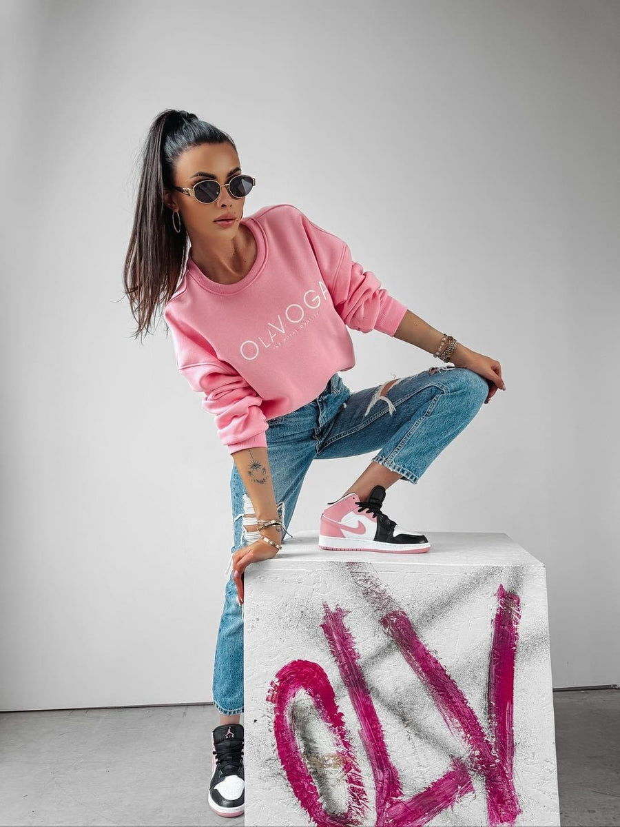 Classic sweatshirt with the Creme Ola Voga logo, powder pink image 1