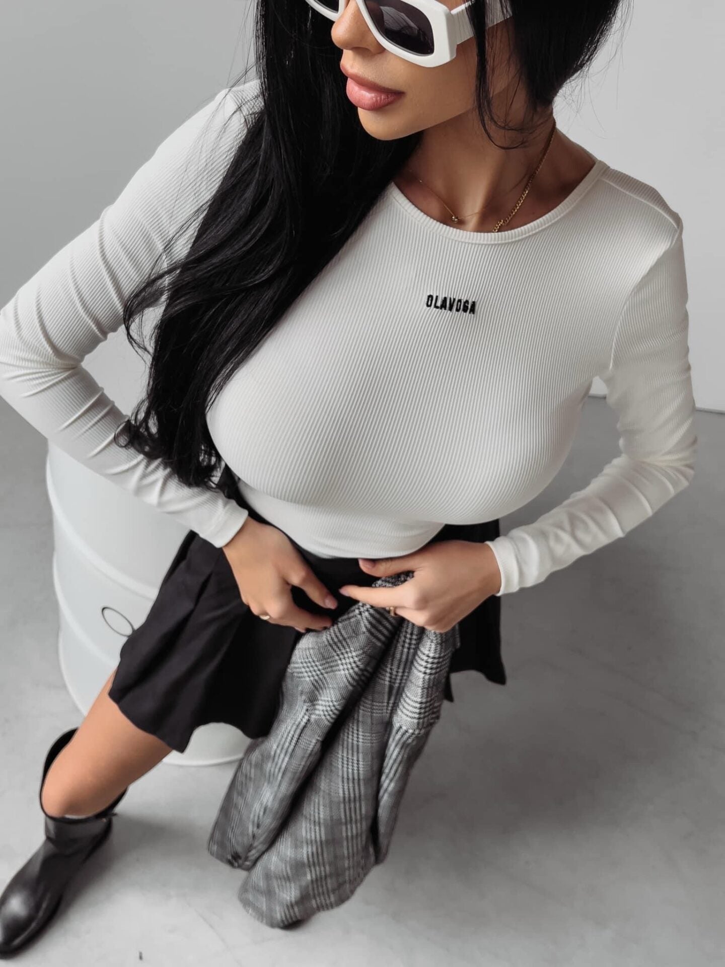 Junko Ola Voga ecru cutout bodysuit image 1