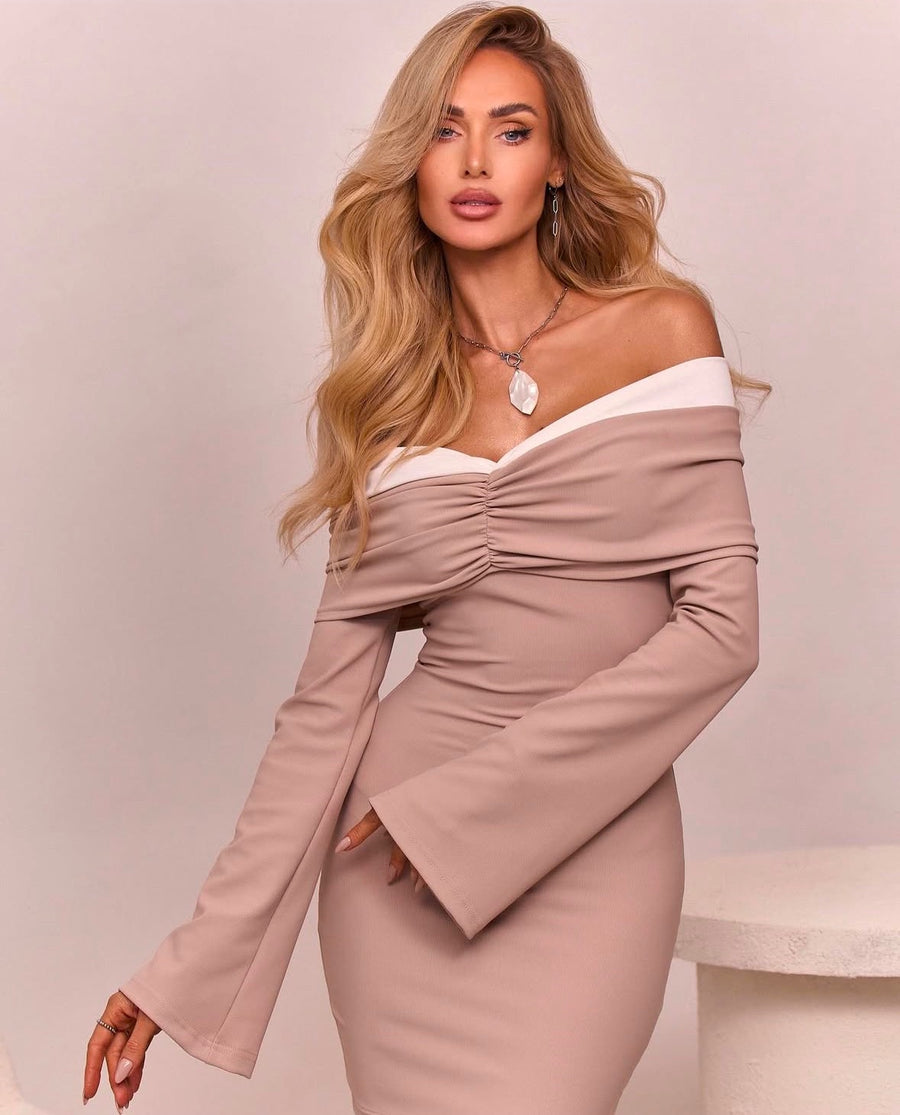 BEIGE CHARM DRESS image 2