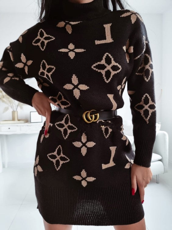 LOGO TUNIC SWEATHER - Black/brown image