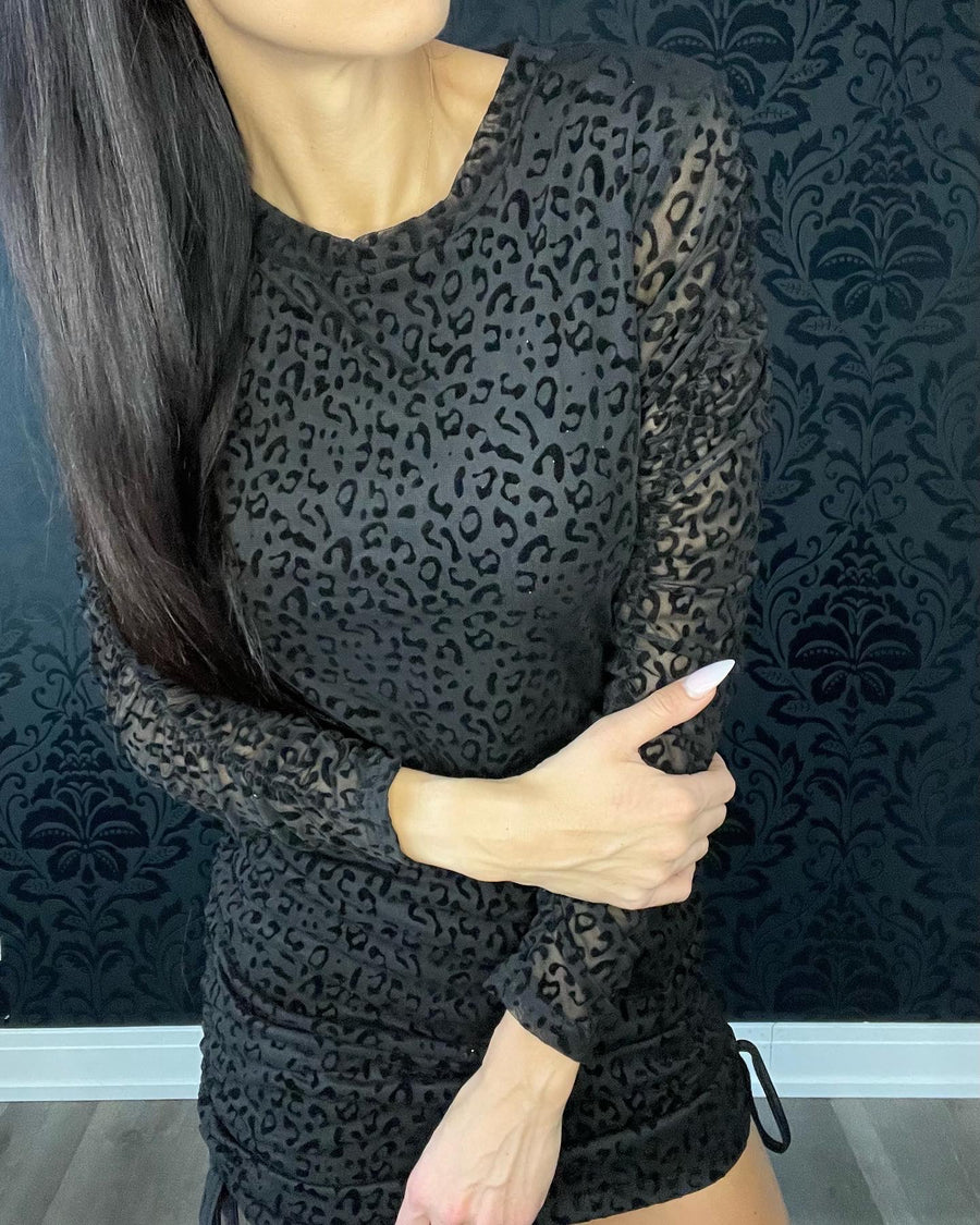 ELISA  MINI DRESS WITH RIBBING BLACK image 2