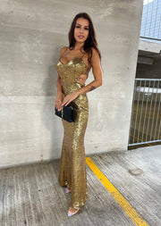 ONE AND ONLY GOLD MAXI DRESS image 1