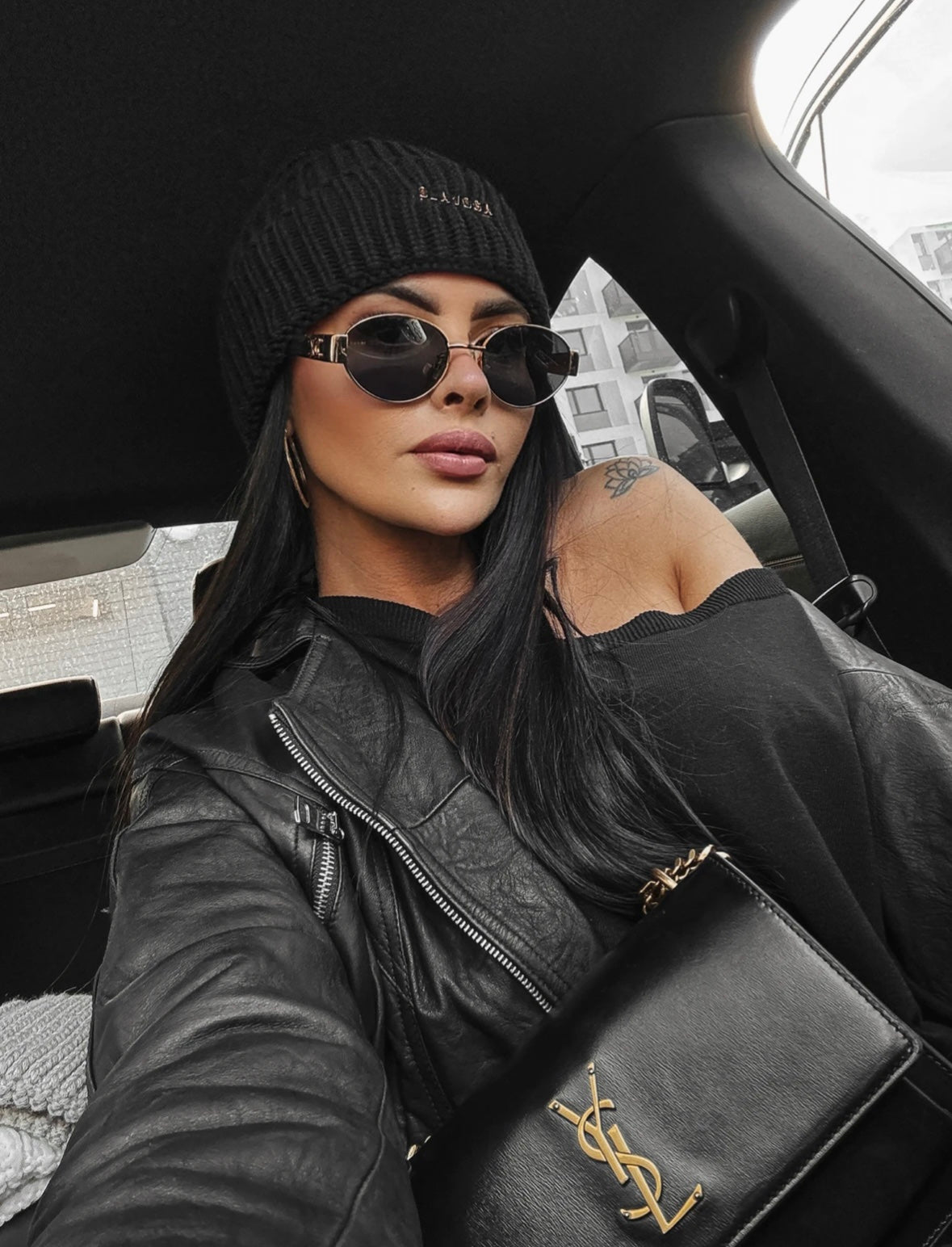 Cyndi Ola Voga ribbed beanie hat, black image 0
