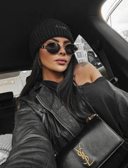 Cyndi Ola Voga ribbed beanie hat, black image 0