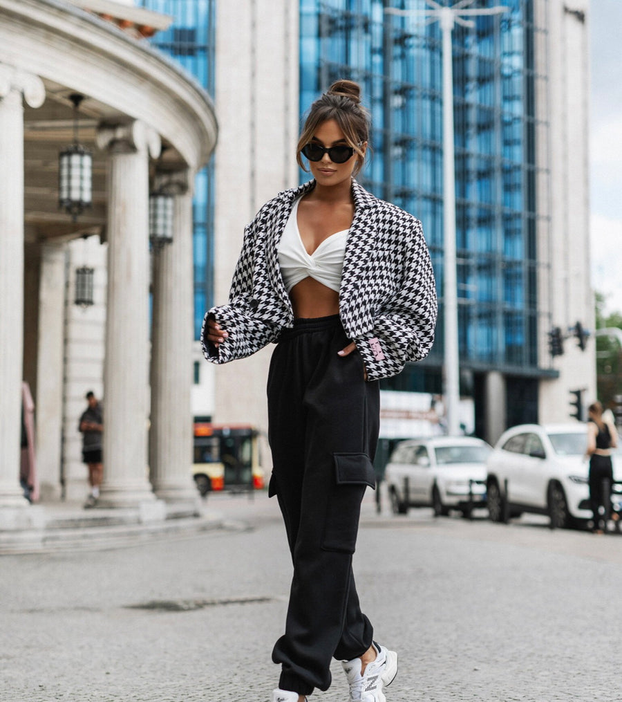 JACKANCY SHORT BLAZER, WHITE AND BLACK image 16