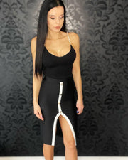 RIBBED BEIGE BANDAGE SKIRT image 0
