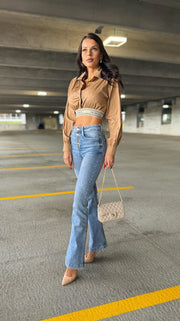 SABELLA OLAVOGA short elegant shirt, beige image 4