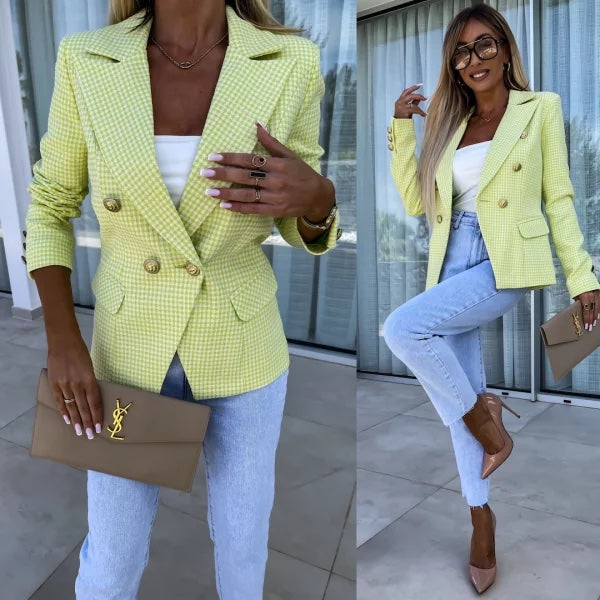 CLASSIC BUTTONS BLAZER WITH LIME HOUNDS PATTERN image 9