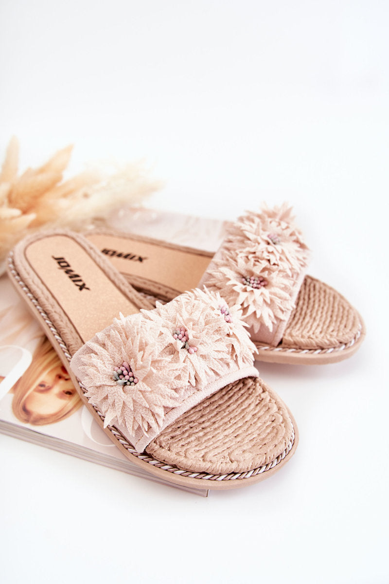 SUSANA WOMEN'S FABRIC FLOWER SLIPPERS BEIGE image 1