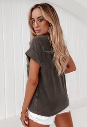 T-SHIRT WITH WANDERER PRINT, DARK GRAY image 3