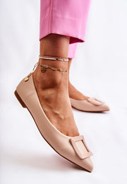 BEIGE SIMONE LEATHER BALLER SHOES image 4
