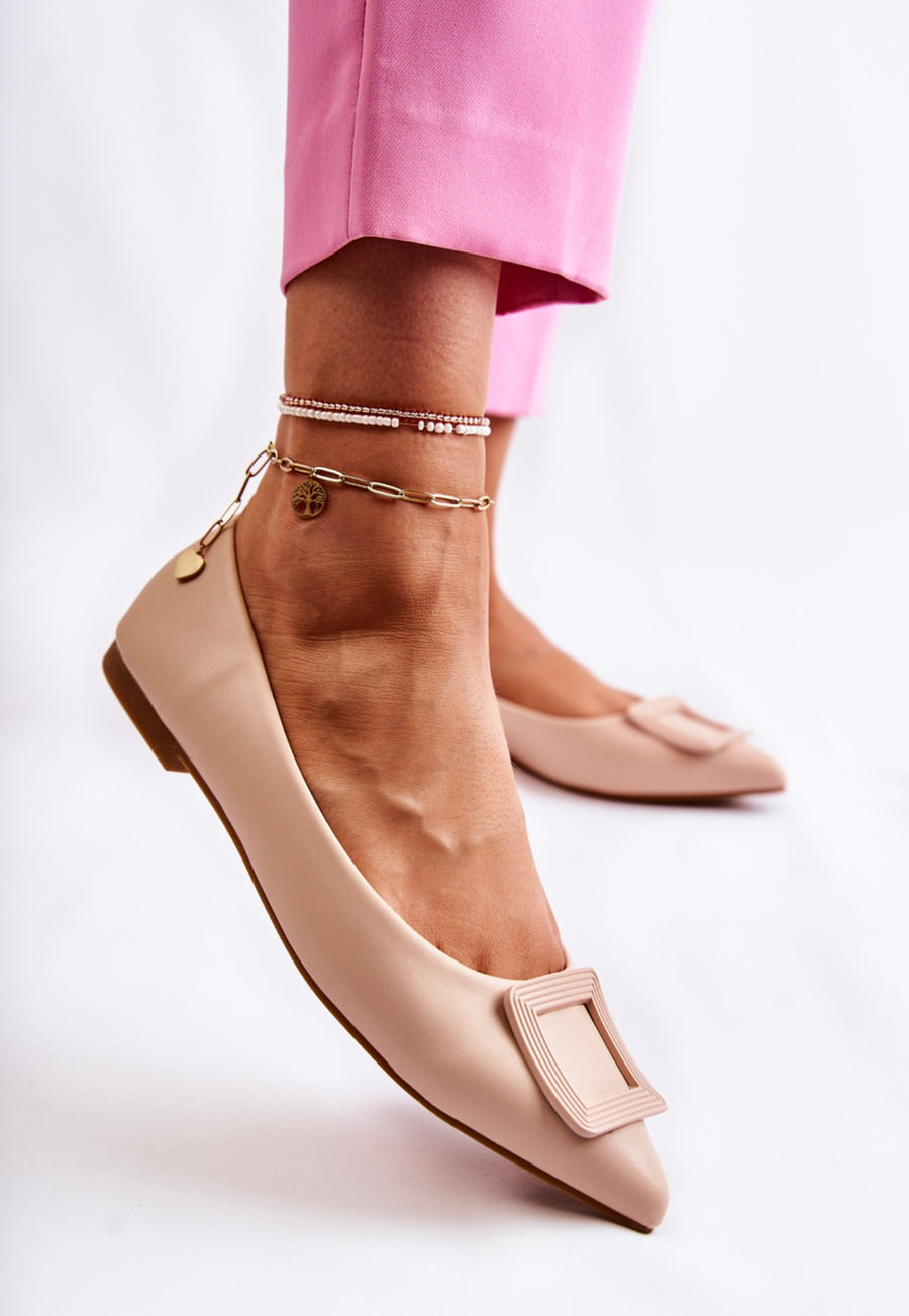 BEIGE SIMONE LEATHER BALLER SHOES image 4