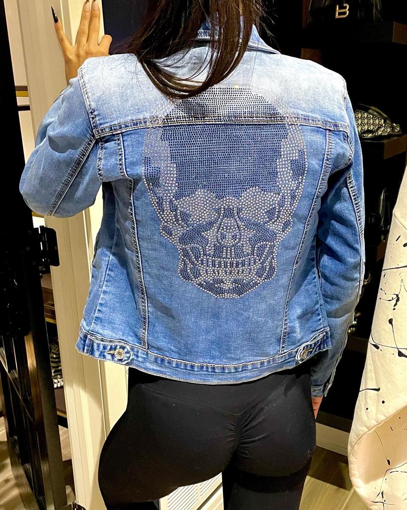 Skull Ripped Jean Jacket image 0
