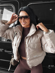 Alaya Ola Voga down bomber jacket, beige image 2
