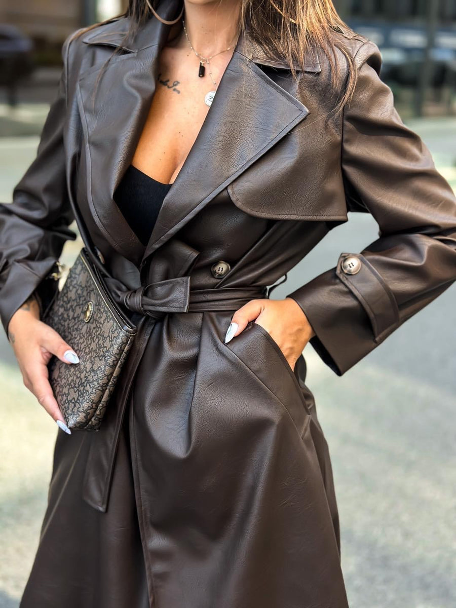 YOU ARE MINE COAT, BROWN ECO LEATHER image 9