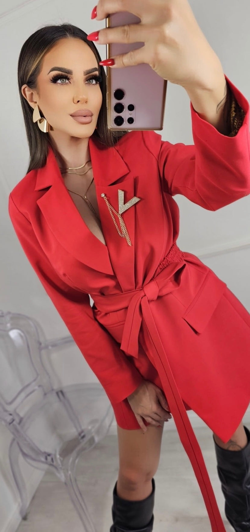 LA DIVA JACKET DRESS RED image 10