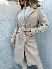 MIAMI LIGHT BEIGE COAT WITH GOLD CHAIN image 8