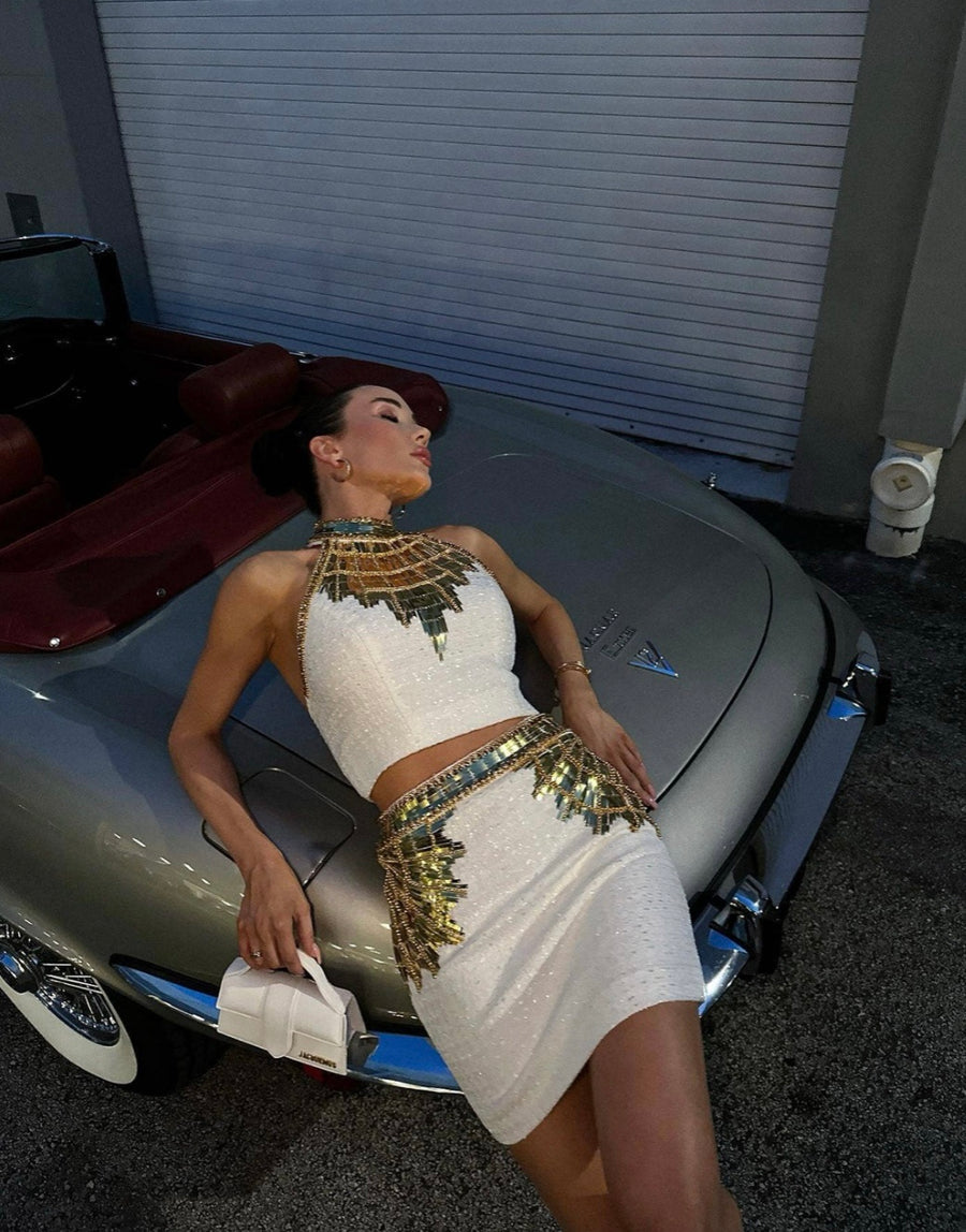 EXQUISITE Golden Tonw Sequin Beaded Set image 8