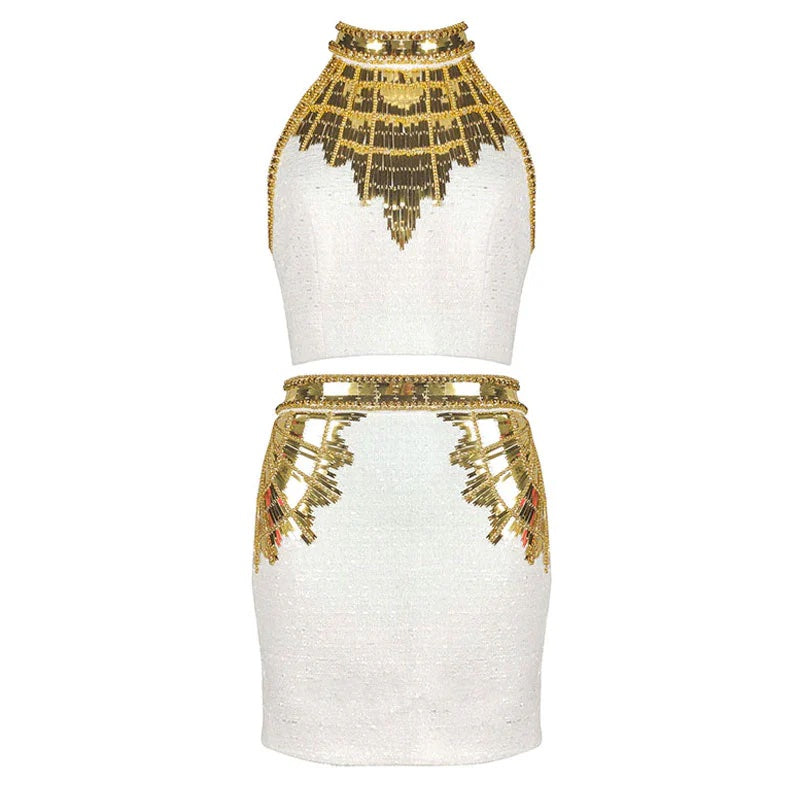 EXQUISITE Golden Tonw Sequin Beaded Set image 3