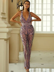 CRISS CROSS TIE BACKLESS JUMPSUIT image 1