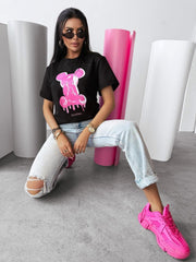 T-Shirt With GO ON OLAVOGA Application black image 0